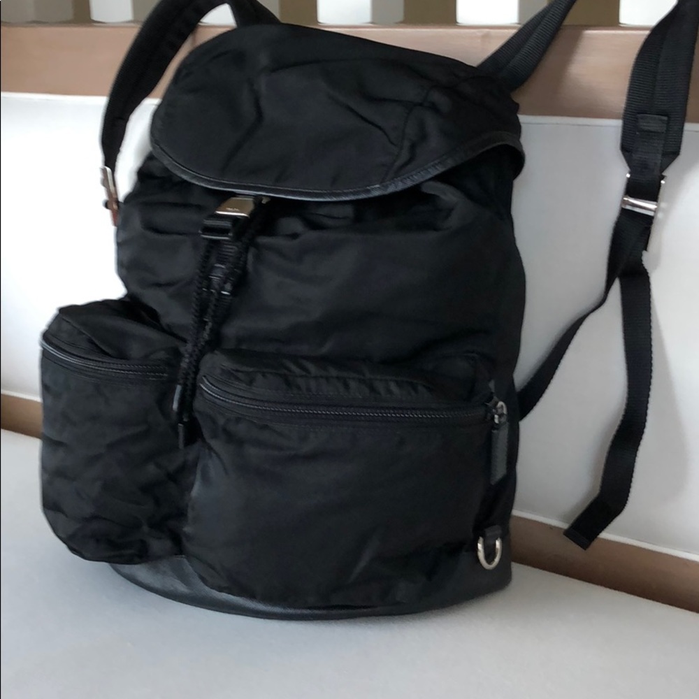 Prada V164 Unisex Nero Nylon / Leather Backpack - Picture 8 of 15